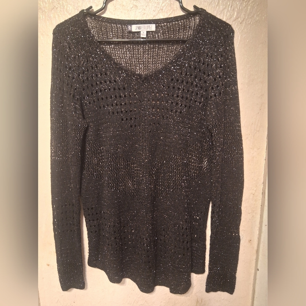 Jennifer Lopez Black V-Neck Sweater